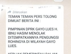Beredar di Group WA, Pimpinan DPRK Tolak Rohingya Ditempatkan di Gayo Lues