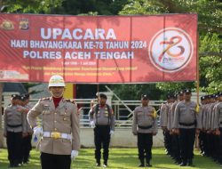 Kapolres Aceh Tengah Jadi Irup Upacara HUT ke-78 Bhayangkara di Lapangan Setdakab
