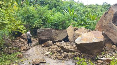 Lagi, Longsor Terjadi di Jalan Uning-Pamar Aceh Tengah, Polisi dan TNI Lakukan Penanganan